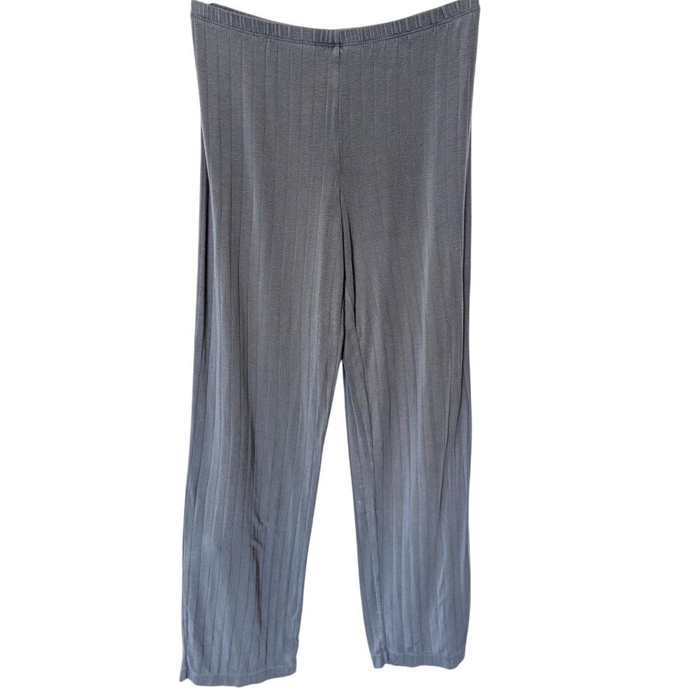 Eberjey Pointelle Sage Ribbed Stone Blue Pajama Pants XS